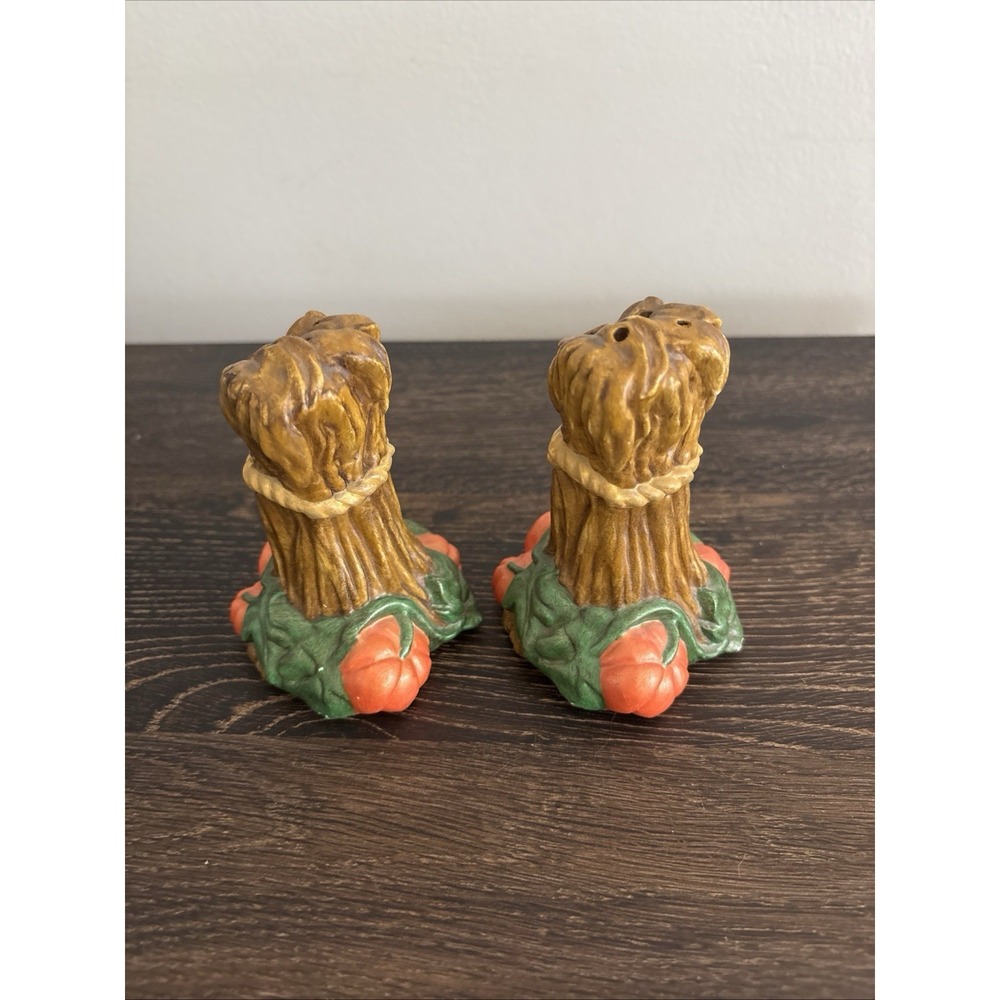 Vintage Stoneware FALL PUMPKINS HALLOWEEN Salt Pepper Shakers Set Cottage Core - Picture 3 of 6
